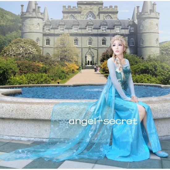 Movie Snow Queen Halloween Costume Adult Elsa Cosplay Fancy Dress