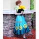 J555 Anna costume frozen fever spring women cosplay sunflower dress and vest
