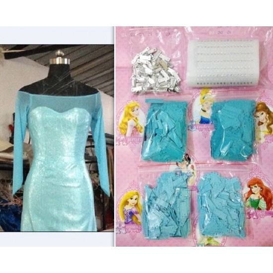 J717  ELSA Cosplay Costume Dress without sequins and the cape is not included