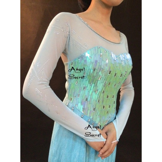 J789wc Movies Frozen Snow Queen Elsa Cosplay Costume iridescent dress tailor without cape