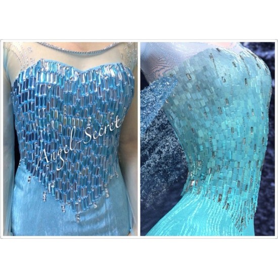 C888 Elsa Cosplay Costume  bodice no sleeves and zip back