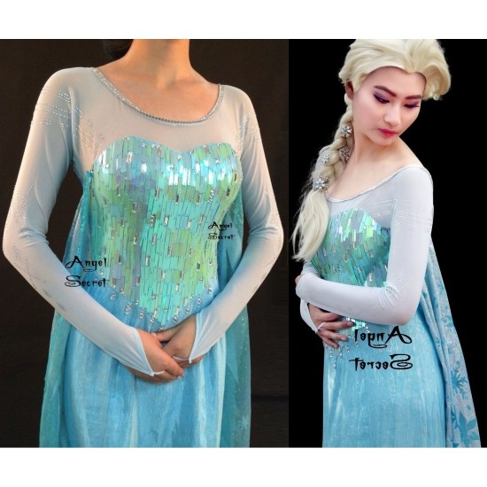 J889 Frozen Elsa Cosplay Costume without cape