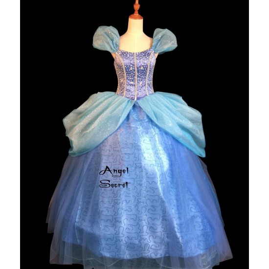 P131  Princess Cinderella Costume blue classic sparkle