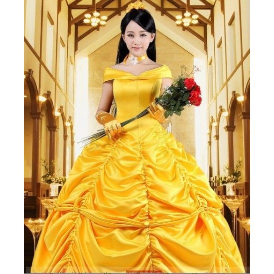 P133 COSPLAY beauty and beast princess belle Costume tailor made kid adult GOWN