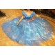 P143 Movies Cosplay Costume Cinderella 2015 Ella blue dress princess iridescent