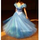 P143 Movies Cosplay Costume Cinderella 2015 Ella blue dress princess iridescent