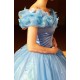 P143 Movies Cosplay Costume Cinderella 2015 Ella blue dress princess iridescent