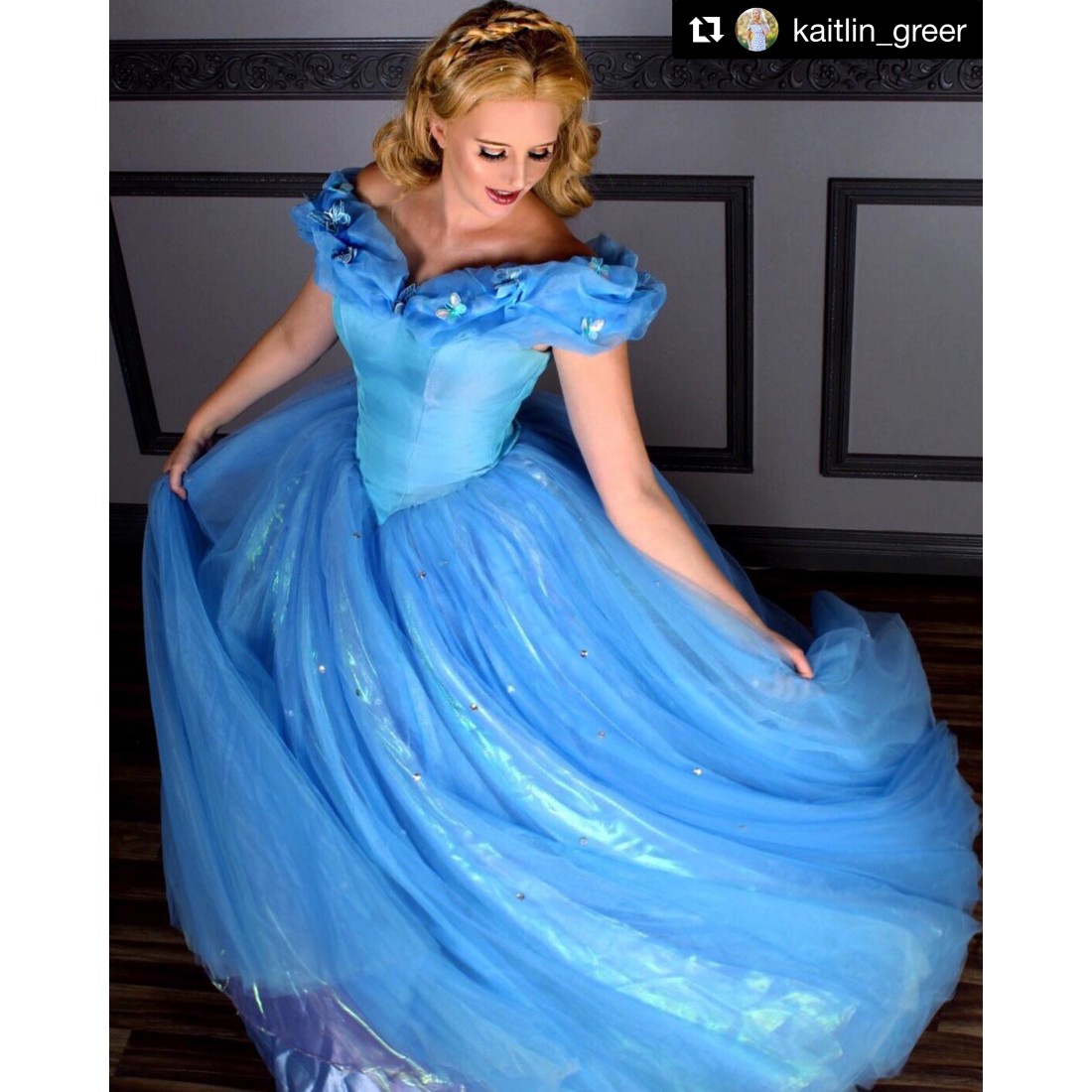 P143 Movies Cosplay Costume Cinderella 2015 Ella blue dress princess ...