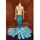 P149 Green sequins Mermaid Skirt Fish Ariel tail Costume swimable park version