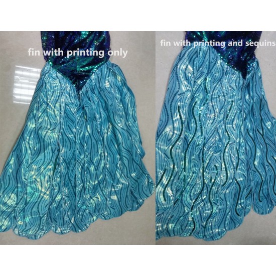 P149 Green sequins Mermaid Skirt Fish Ariel tail Costume swimable park version