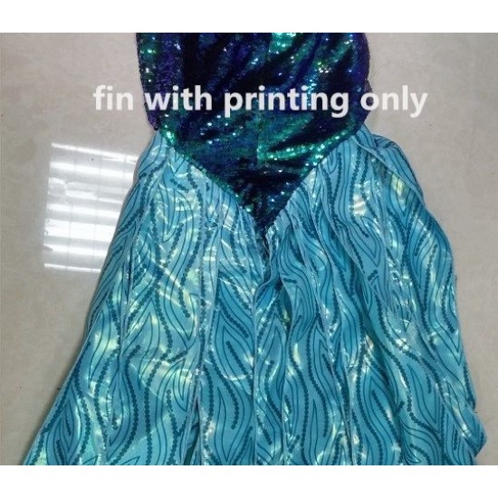 P149 Green sequins Mermaid Skirt Fish Ariel tail Costume swimable park version