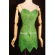 P156C Tinkerbell leaf print dress green rhinestones cosplay adult women fairy