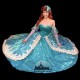 P157 New Little Mermaid Aqua Custom gown princess Ariel teal sequins shel