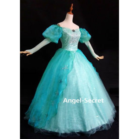 P180 Little Mermaid Aqua Custom gown princess Ariel teal sequins park version