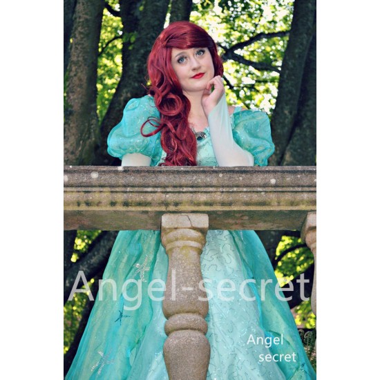 P180 Little Mermaid Aqua Custom gown princess Ariel teal sequins park version