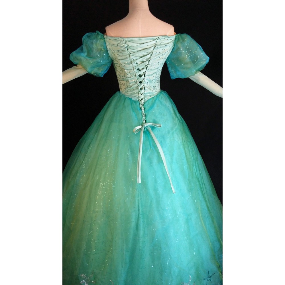 P180 Little Mermaid Aqua Custom Gown Princess Ariel Teal Sequins Park 