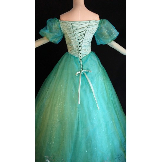 P180 Little Mermaid Aqua Custom gown princess Ariel teal sequins park version