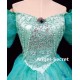 P180 Little Mermaid Aqua Custom gown princess Ariel teal sequins park version