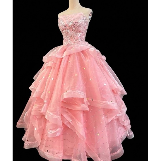P228 Wicked Cosplay Dress Pink Glinda Cosplay Gown