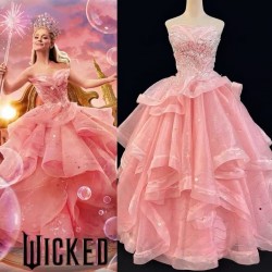 P228 Wicked Cosplay Dress Pink Glinda Cosplay Gown