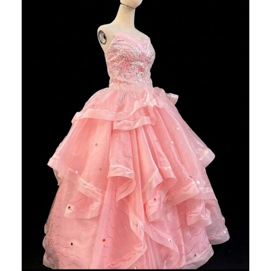 P228 Wicked Cosplay Dress Pink Glinda Cosplay Gown