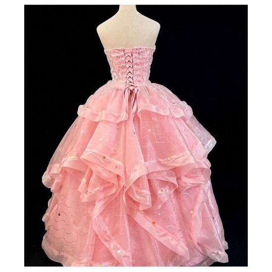 P228 Wicked Cosplay Dress Pink Glinda Cosplay Gown
