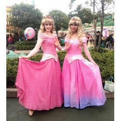 P240 COSPLAY pink blue Dress Princess sleeping beauty Costume Aurora women