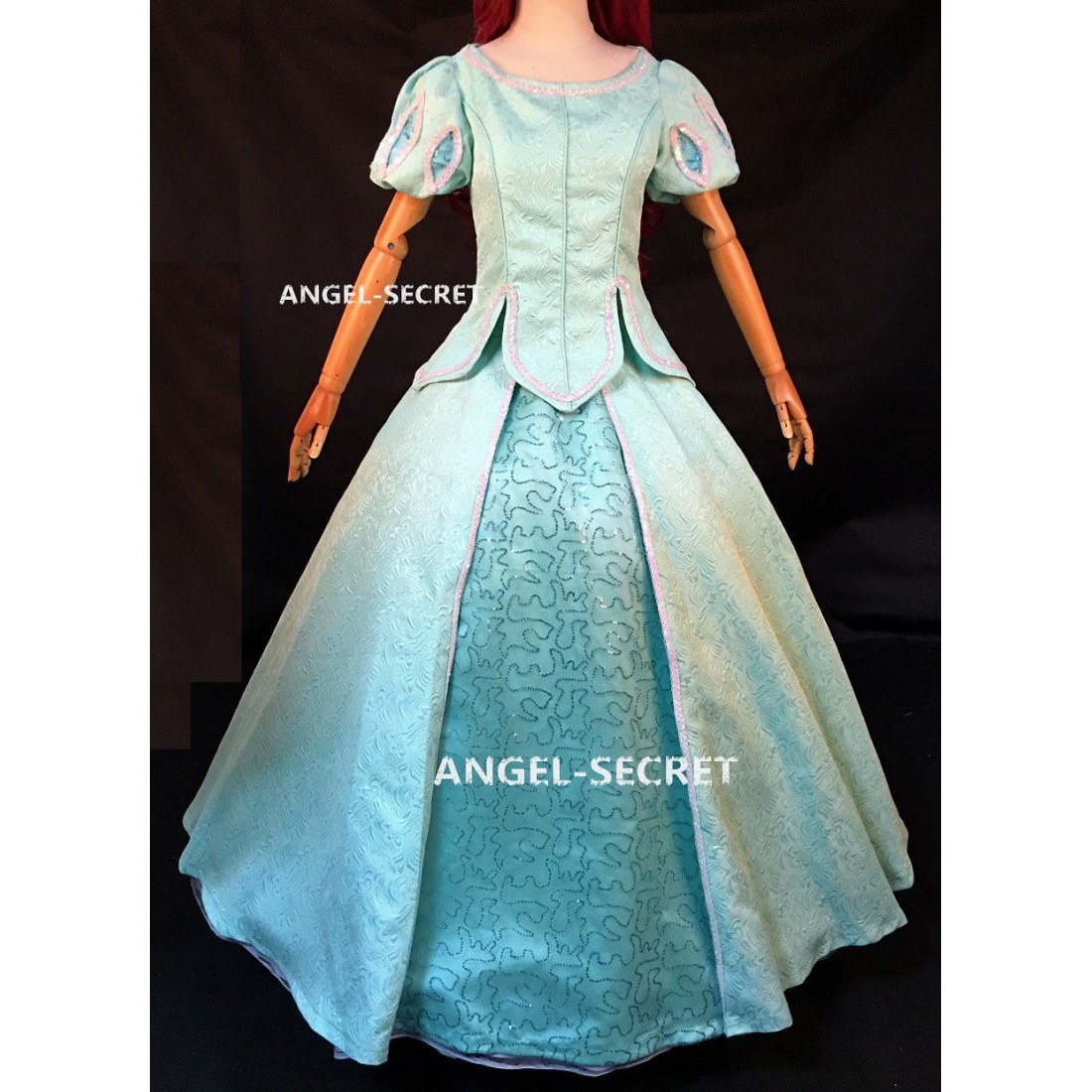 P285 Movies Cosplay Costume movie teal Ariel princess dress with ...