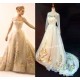 P305 Movie Costume Cinderella 2015 Ella wedding bridal dress with long train