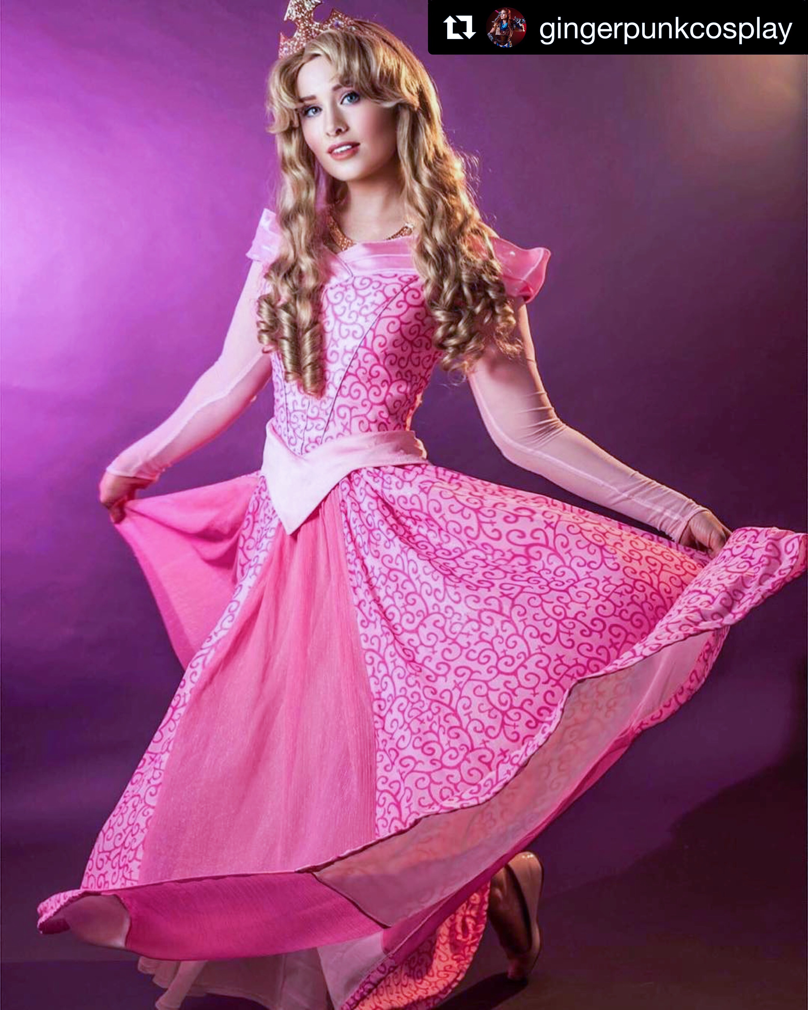 P340 COSPLAY Dress Princess sleeping beauty pink Costume Aurora