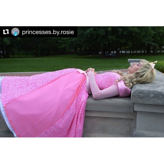 P340 COSPLAY Dress Princess sleeping beauty pink Costume Aurora women adult park