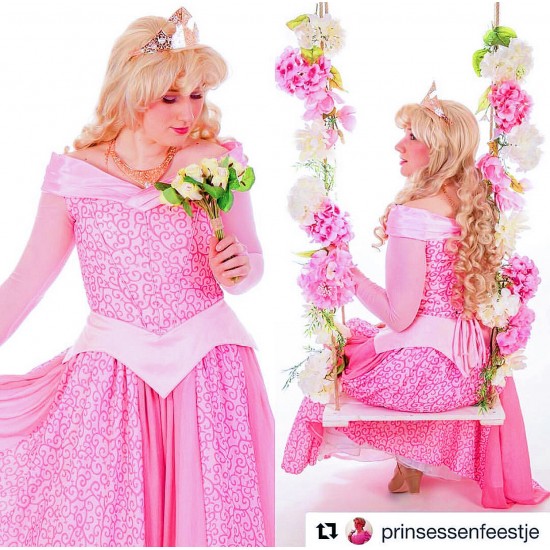 P340 COSPLAY Dress Princess sleeping beauty pink Costume Aurora women adult park