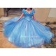 P343 Movies Cosplay Costume Cinderella 2015 Ella blue dress gradient iridescent
