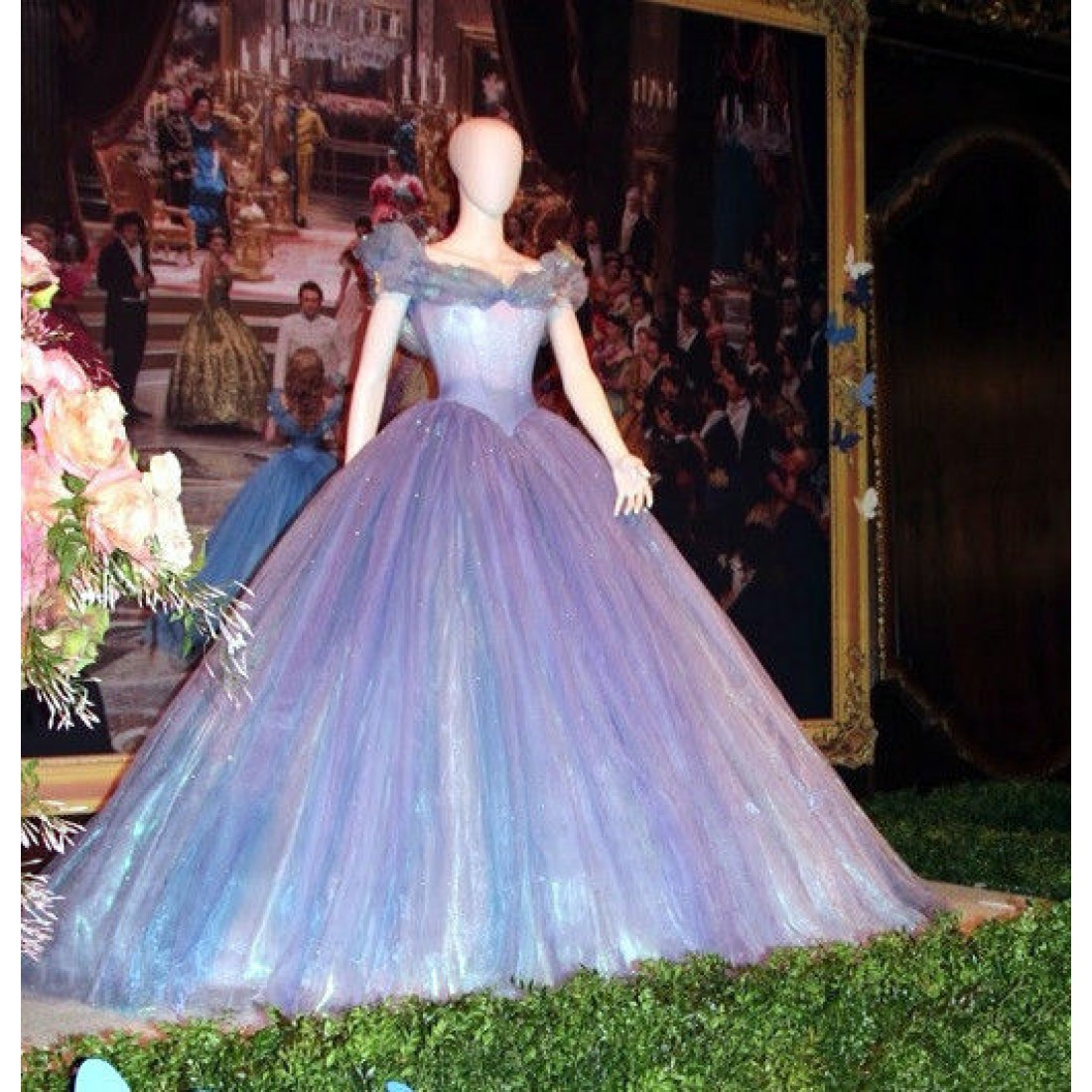 P343 Movies Cosplay Costume Cinderella 2015 Ella blue dress gradient ...