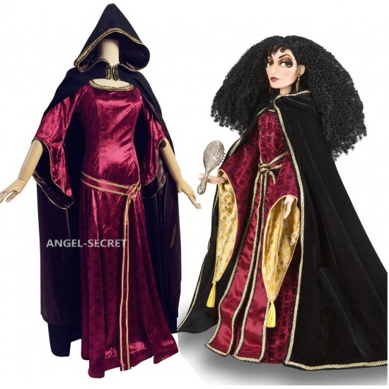 P344 Mother Gothel Rapunzel Tangled PRINCESS PARTY COSPLAY COSTUME DRESS CLOAK