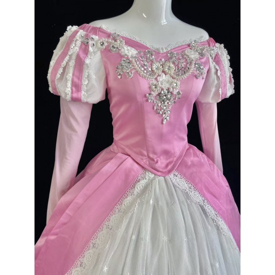 P375 Ariel mermaid Cosplay Costume Dress tailor made women princess pink gown
