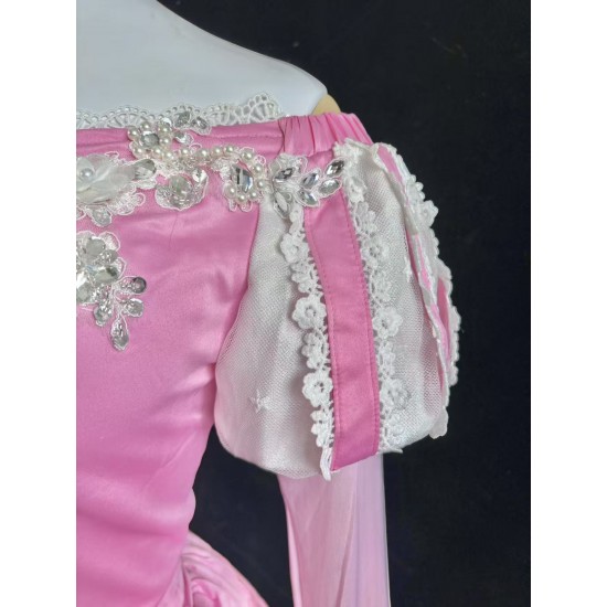 P375 Ariel mermaid Cosplay Costume Dress tailor made women princess pink gown