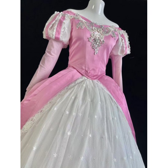 P375 Ariel mermaid Cosplay Costume Dress tailor made women princess pink gown