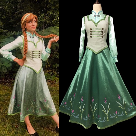 P380 COSPLAY FROZEN ANNA Princess Costume women FULL SET SHIRT+CORSET+SKIRT