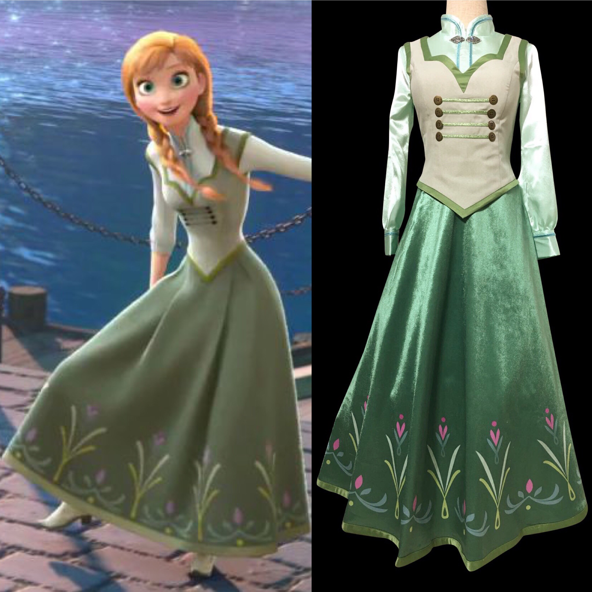 frozen anna green dress cosplay