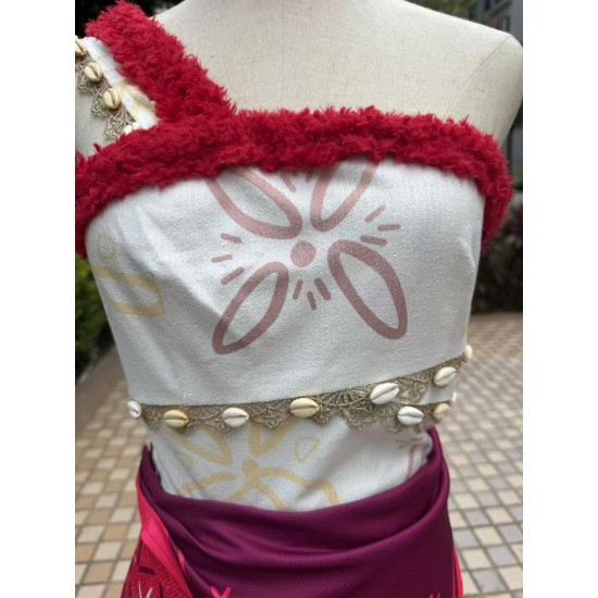 P410 moana 2costume movie cosplay princess SHELLS corset skirt belt custom made