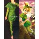 P456 Green Tinkerbell flannel leaf print dress Costume custom made women adult