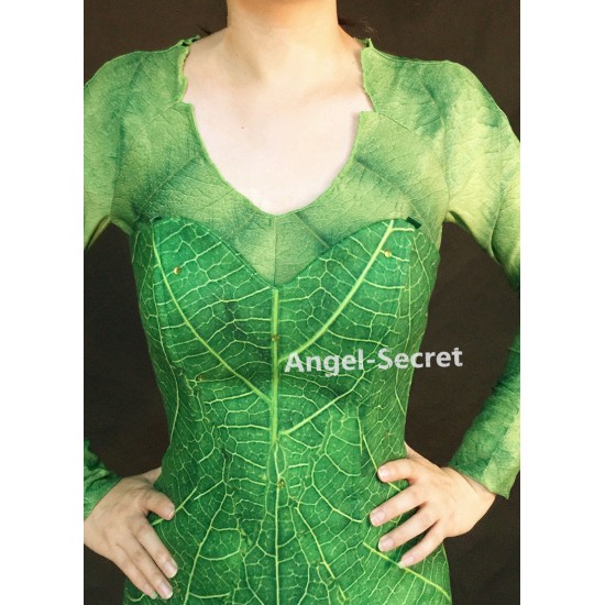 P456 Green Tinkerbell flannel leaf print dress Costume custom made women adult
