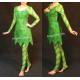 P456 Green Tinkerbell flannel leaf print dress Costume custom made women adult