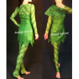P456 Green Tinkerbell flannel leaf print dress Costume custom made ...