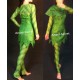 P456 Green Tinkerbell flannel leaf print dress Costume custom made women adult