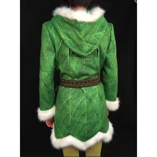 TK1 green Tinkerbell jacket with open to put the wings white furry trim w belt