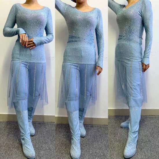 D86 Frozen2 Elsa underdress costume with full rhinestone version