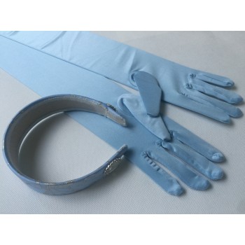 HB259 Cinderella princess matching  gloves and silver trim Headband for P259