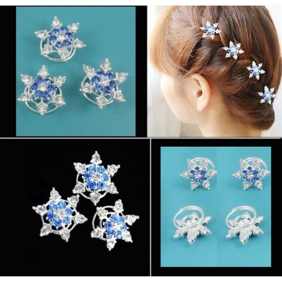 HP11 5pcs/lot  STU snow hairpins blue for Movies Frozen Snow Queen Elsa Cosplay Costume wig